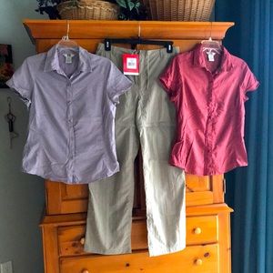 NWT Northface hiking pants, size L, plus 2 REI UPF 40 shirts. Let’s hike!